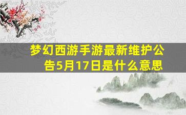 梦幻西游手游最新维护公告5月17日是什么意思