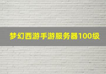 梦幻西游手游服务器100级