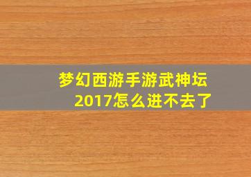 梦幻西游手游武神坛2017怎么进不去了