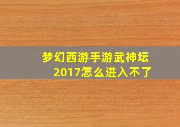 梦幻西游手游武神坛2017怎么进入不了