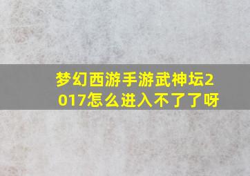 梦幻西游手游武神坛2017怎么进入不了了呀