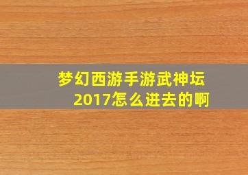 梦幻西游手游武神坛2017怎么进去的啊