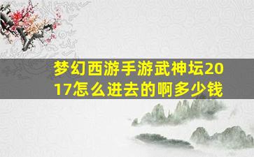 梦幻西游手游武神坛2017怎么进去的啊多少钱