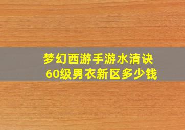 梦幻西游手游水清诀60级男衣新区多少钱