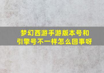 梦幻西游手游版本号和引擎号不一样怎么回事呀