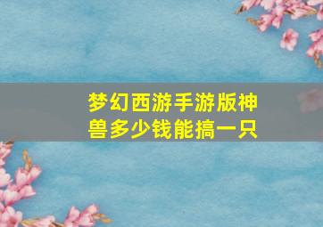 梦幻西游手游版神兽多少钱能搞一只