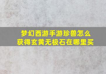 梦幻西游手游珍兽怎么获得玄黄无极石在哪里买