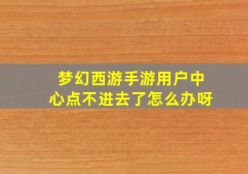 梦幻西游手游用户中心点不进去了怎么办呀