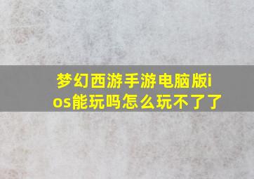 梦幻西游手游电脑版ios能玩吗怎么玩不了了