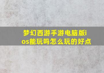 梦幻西游手游电脑版ios能玩吗怎么玩的好点