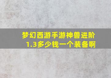 梦幻西游手游神兽进阶1.3多少钱一个装备啊