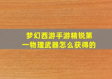 梦幻西游手游精锐第一物理武器怎么获得的