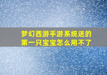 梦幻西游手游系统送的第一只宝宝怎么用不了