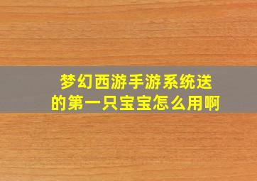 梦幻西游手游系统送的第一只宝宝怎么用啊