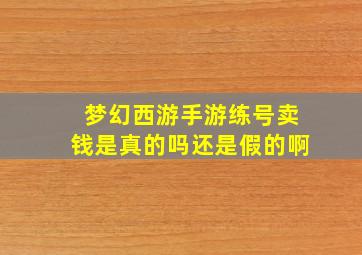 梦幻西游手游练号卖钱是真的吗还是假的啊