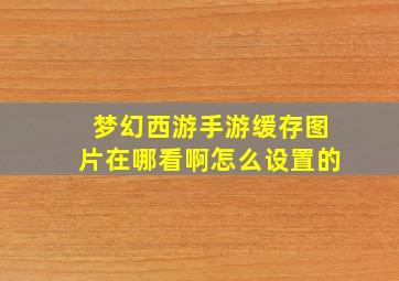 梦幻西游手游缓存图片在哪看啊怎么设置的