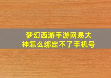 梦幻西游手游网易大神怎么绑定不了手机号