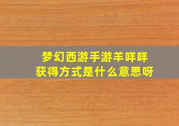 梦幻西游手游羊咩咩获得方式是什么意思呀