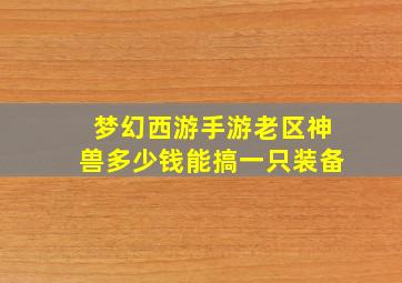 梦幻西游手游老区神兽多少钱能搞一只装备