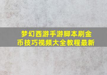 梦幻西游手游脚本刷金币技巧视频大全教程最新