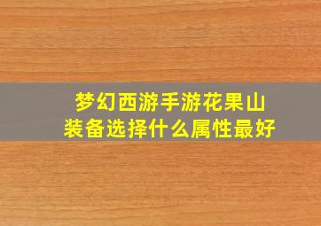 梦幻西游手游花果山装备选择什么属性最好