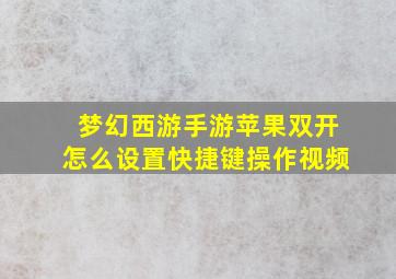 梦幻西游手游苹果双开怎么设置快捷键操作视频