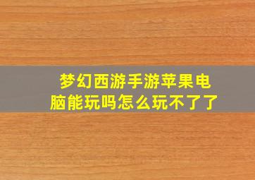 梦幻西游手游苹果电脑能玩吗怎么玩不了了