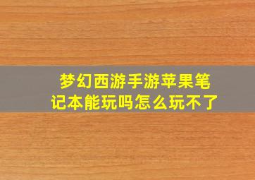 梦幻西游手游苹果笔记本能玩吗怎么玩不了