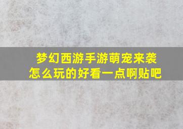 梦幻西游手游萌宠来袭怎么玩的好看一点啊贴吧