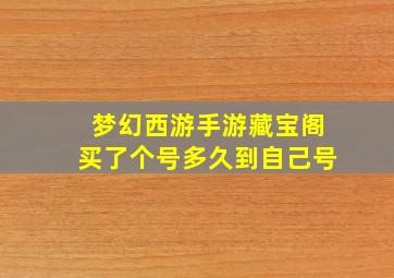 梦幻西游手游藏宝阁买了个号多久到自己号