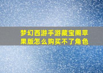 梦幻西游手游藏宝阁苹果版怎么购买不了角色