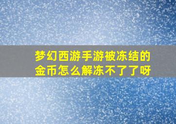 梦幻西游手游被冻结的金币怎么解冻不了了呀