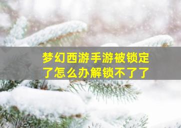 梦幻西游手游被锁定了怎么办解锁不了了