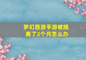 梦幻西游手游被隔离了2个月怎么办