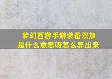 梦幻西游手游装备双加是什么意思呀怎么弄出来