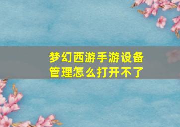 梦幻西游手游设备管理怎么打开不了