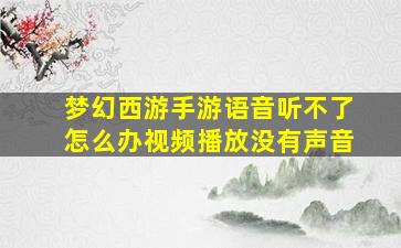 梦幻西游手游语音听不了怎么办视频播放没有声音