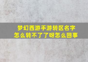 梦幻西游手游转区名字怎么转不了了呀怎么回事