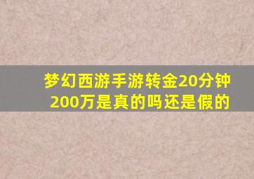 梦幻西游手游转金20分钟200万是真的吗还是假的