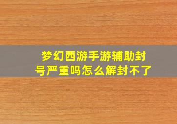 梦幻西游手游辅助封号严重吗怎么解封不了