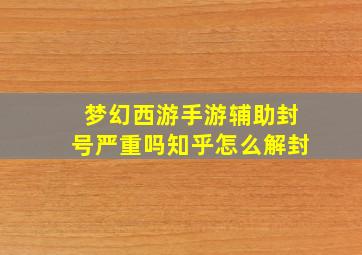 梦幻西游手游辅助封号严重吗知乎怎么解封