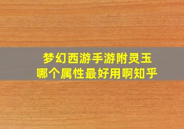 梦幻西游手游附灵玉哪个属性最好用啊知乎