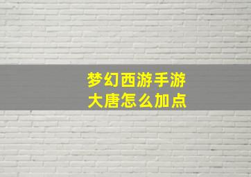 梦幻西游手游 大唐怎么加点