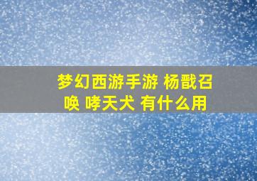 梦幻西游手游 杨戬召唤 哮天犬 有什么用