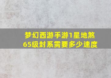 梦幻西游手游1星地煞65级封系需要多少速度