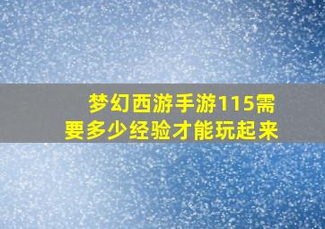 梦幻西游手游115需要多少经验才能玩起来