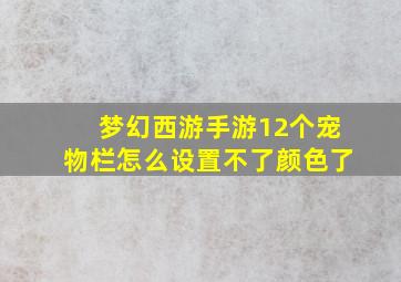 梦幻西游手游12个宠物栏怎么设置不了颜色了