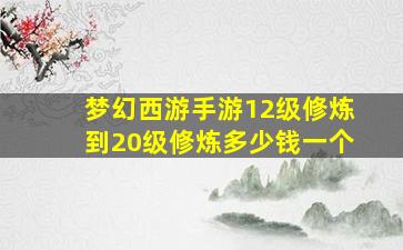 梦幻西游手游12级修炼到20级修炼多少钱一个