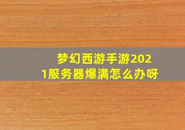 梦幻西游手游2021服务器爆满怎么办呀