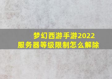 梦幻西游手游2022服务器等级限制怎么解除